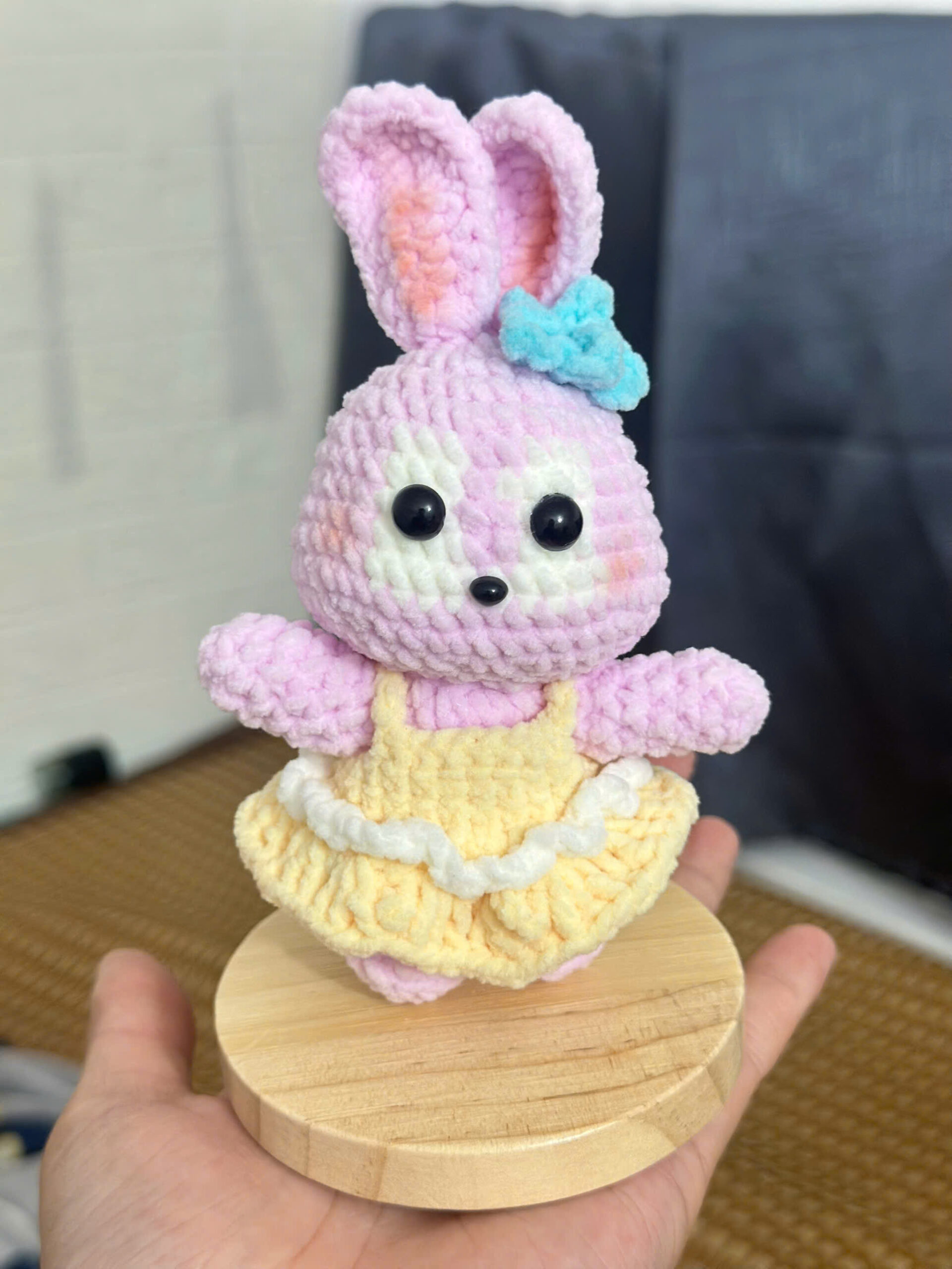 quà tặng sinh nhật handmade bằng len - gấu hồng